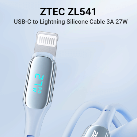 สายชาร์จเร็วซิลิโคน ZTEC รุ่น ZL541 27W ยาว 1.5 เมตร สีฟ้า (รองรับชาร์จเร็ว PD)_2